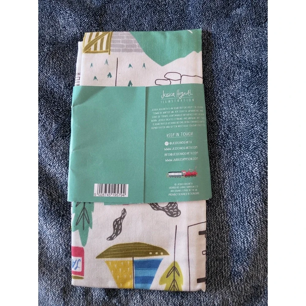 NWT Jessica Hogarth Tea Towel White Kitchen Towel Made in UK‎